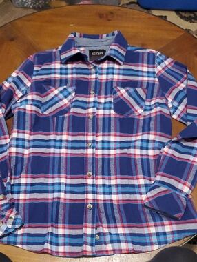 CQR Blue Red Plaid Casual Button-Down Shirt